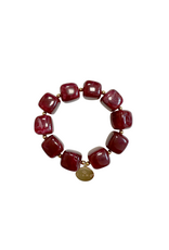 21Jewelz Statement armband met vierkante kralen - bordeaux