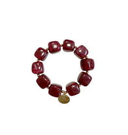 21Jewelz Statement armband met vierkante kralen - bordeaux