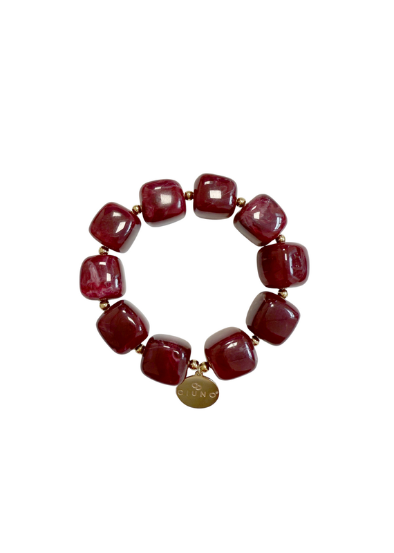 21Jewelz Statement armband met vierkante kralen - bordeaux