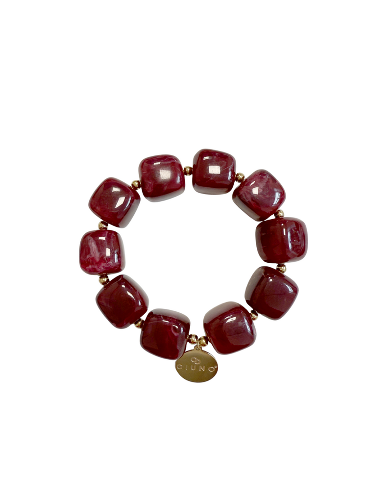 21Jewelz Statement armband met vierkante kralen - bordeaux