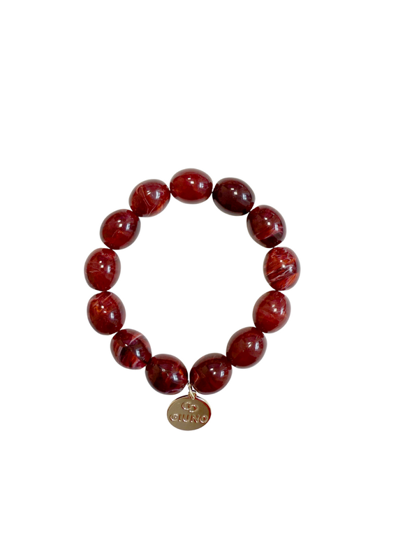 21Jewelz Statement armband met kleine ronde kralen - bordeaux