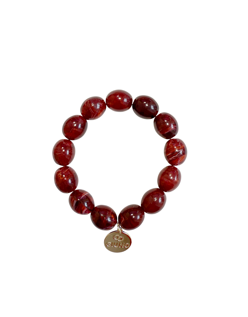 21Jewelz Statement armband met kleine ronde kralen - bordeaux