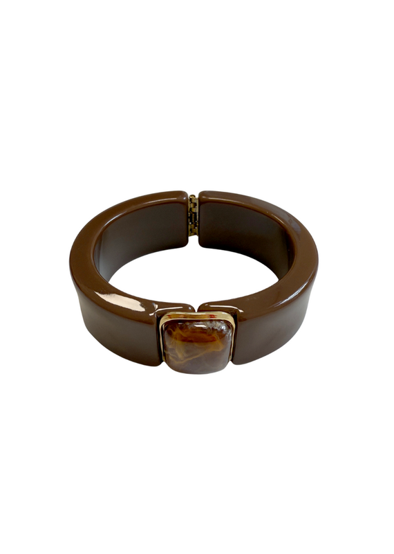 21Jewelz Statement bangle met sluiting - bruin