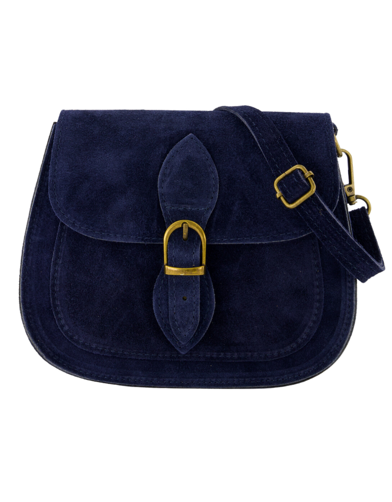 21Jewelz Halfronde suede tas met gesp - donkerblauw
