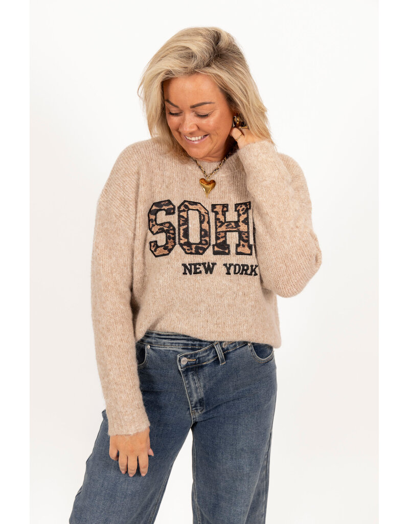 21Jewelz Soho trui - beige/panterprint