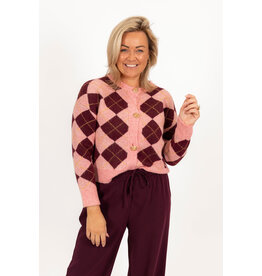 21Jewelz Geruit vestje met gouden knopen - roze/bordeaux