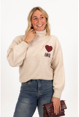 21Jewelz Amor trui met hoge hals - ecru/bordeaux