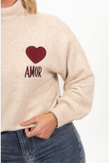 21Jewelz Amor trui met hoge hals - ecru/bordeaux