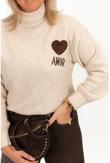 21Jewelz Amor trui met hoge hals - ecru/bruin