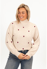 21Jewelz Gebreide coltrui met hartjes - beige/bordeaux