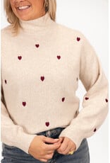 21Jewelz Gebreide coltrui met hartjes - beige/bordeaux