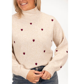 21Jewelz Gebreide coltrui met hartjes - beige/bordeaux