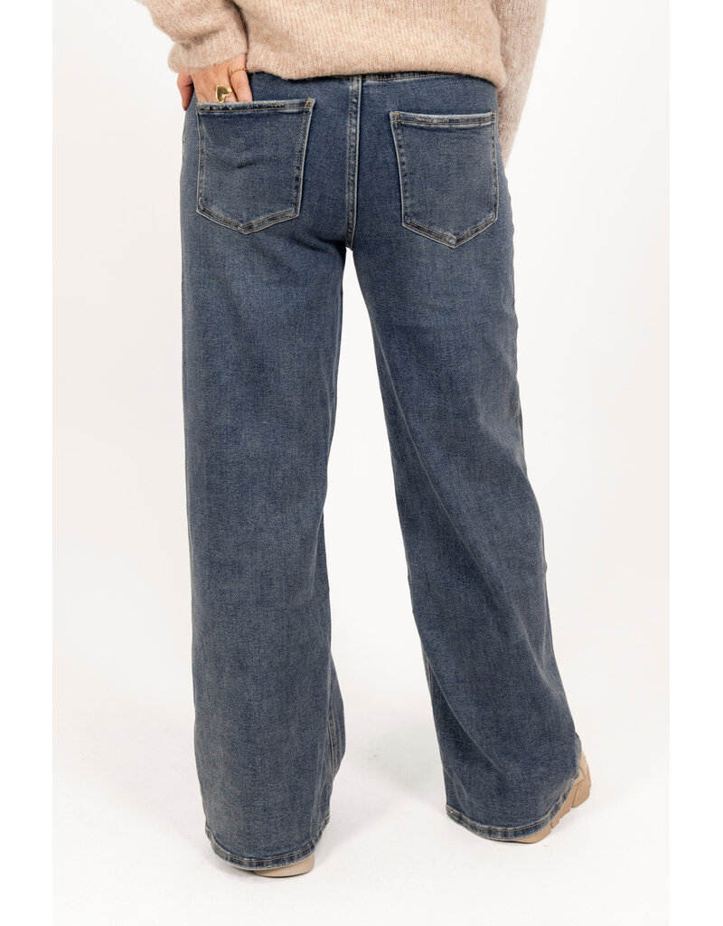 21Jewelz Wide leg jeans met schuine knoop - donkerblauw