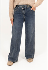 21Jewelz Wide leg jeans met schuine knoop - donkerblauw