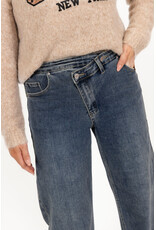 21Jewelz Wide leg jeans met schuine knoop - donkerblauw