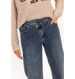 21Jewelz Wide leg jeans met schuine knoop - donkerblauw