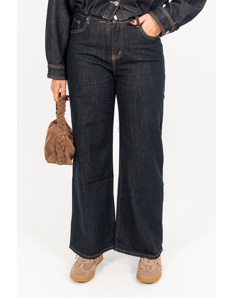 21Jewelz Wide leg jeans met opvallend stiksel - donkerblauw