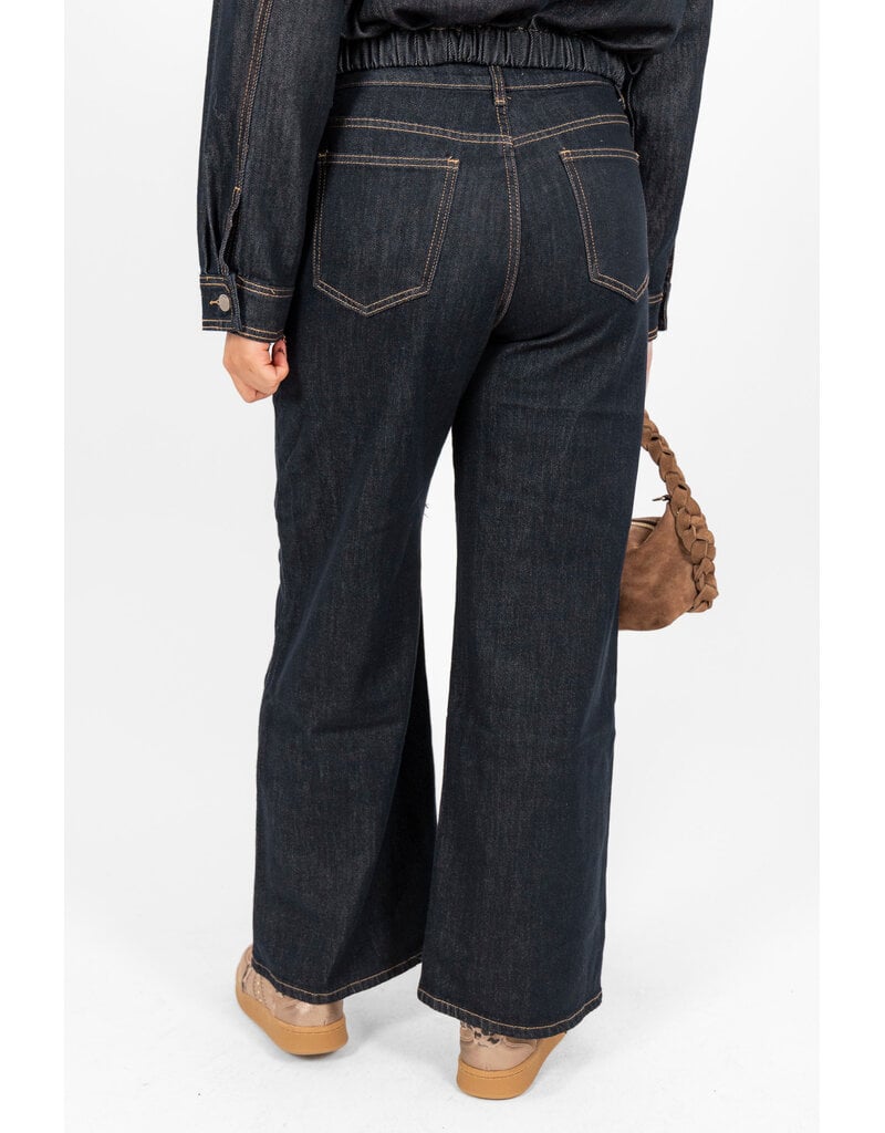 21Jewelz Wide leg jeans met opvallend stiksel - donkerblauw