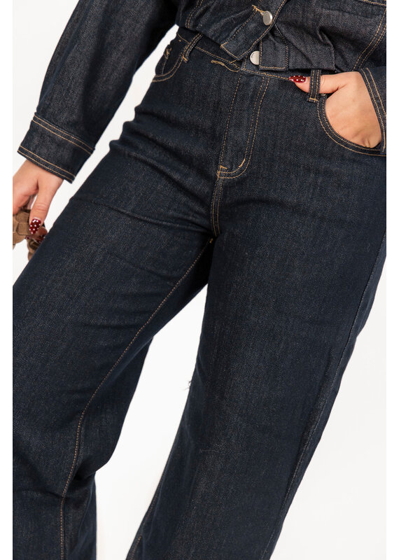 21Jewelz Wide leg jeans met opvallend stiksel - donkerblauw
