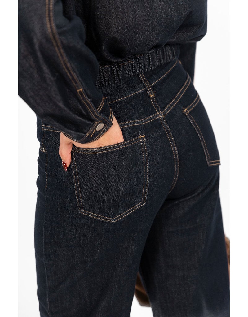 21Jewelz Wide leg jeans met opvallend stiksel - donkerblauw
