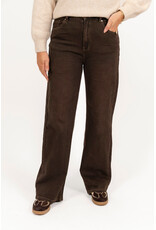 21Jewelz Wide leg jeans met opvallend stiksel - donkerbruin