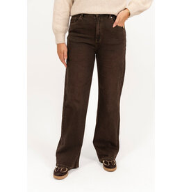 21Jewelz Wide leg jeans met opvallend stiksel - donkerbruin