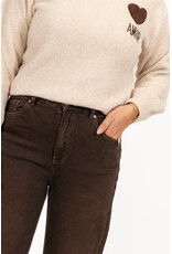 21Jewelz Wide leg jeans met opvallend stiksel - donkerbruin