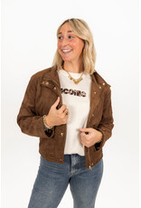 21Jewelz Suede jasje met gouden knopen - bruin