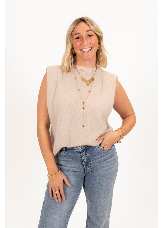 21Jewelz Wollige mouwloze top - beige