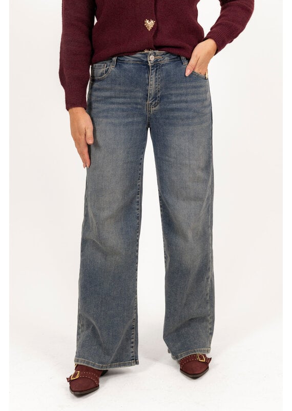 21Jewelz Basic stretch wide leg jeans - donkerblauw