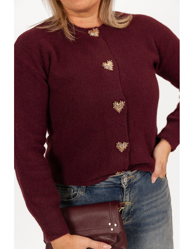 21Jewelz Vest met gouden hartjes knopen - bordeaux