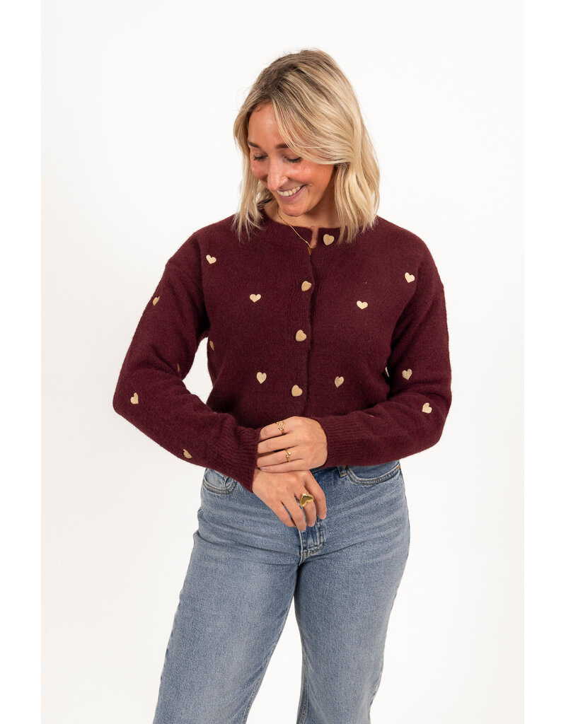 21Jewelz Gebreide hartjes vestje - bordeaux /goud