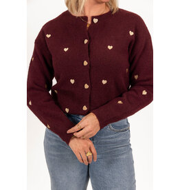 21Jewelz Gebreide hartjes vestje - bordeaux /goud