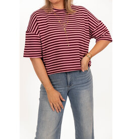 21Jewelz Gestreept shirt - bordeaux/roze