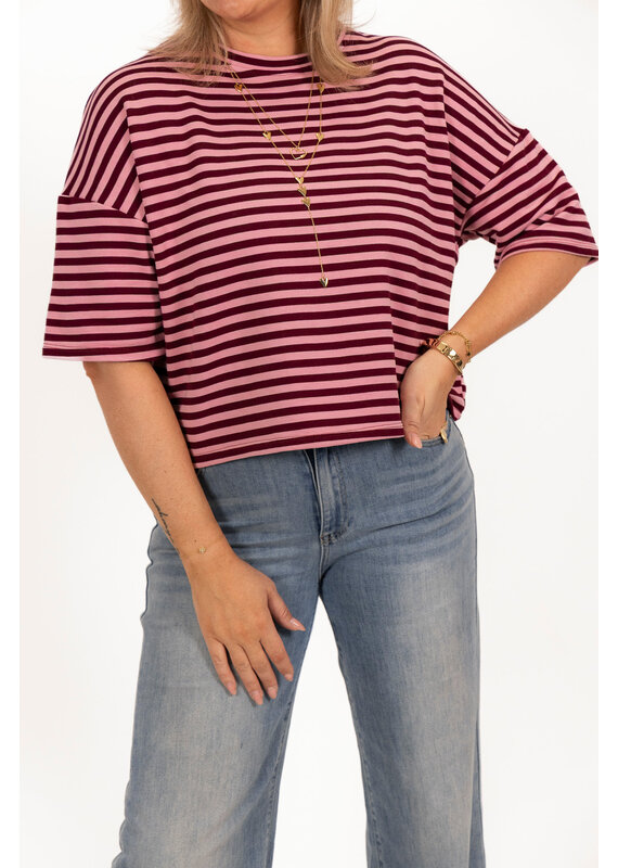 21Jewelz Gestreept shirt - bordeaux/roze