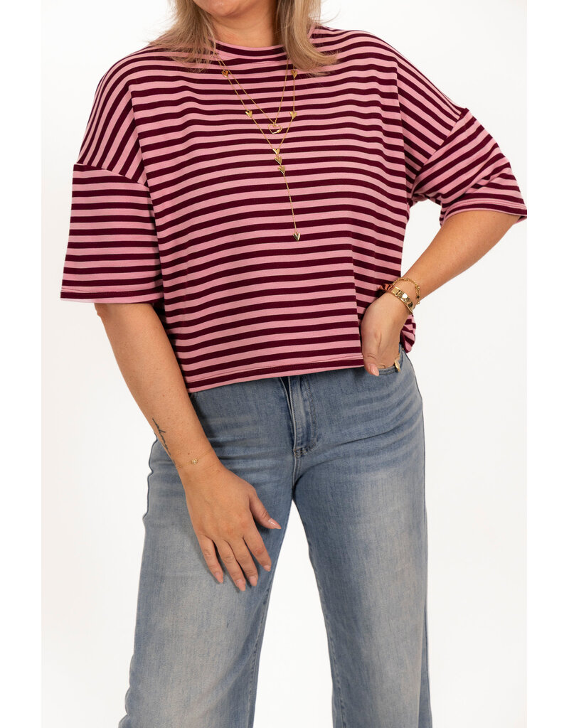 21Jewelz Gestreept shirt - bordeaux/roze