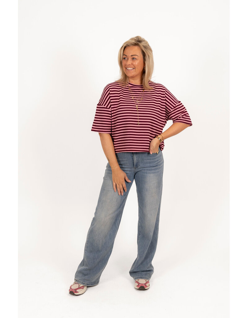 21Jewelz Gestreept shirt - bordeaux/roze