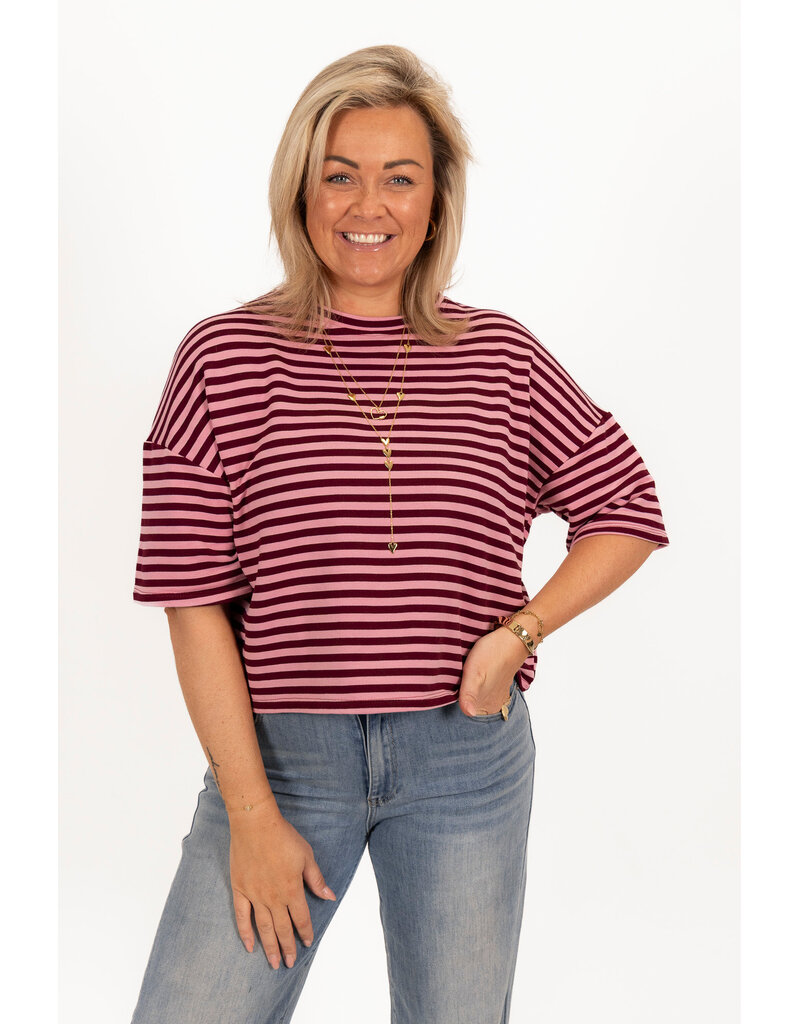 21Jewelz Gestreept shirt - bordeaux/roze