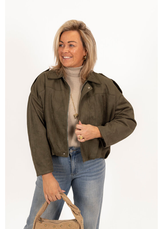 21Jewelz Trendy suede jasje - groen