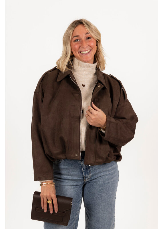 21Jewelz Trendy suede jasje - bruin