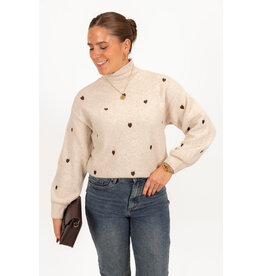 21Jewelz Gebreide coltrui met hartjes - beige/bruin