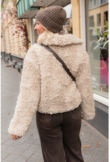21Jewelz Fluffy teddy jasje met gouden sluiting - beige
