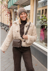 21Jewelz Fluffy teddy jasje met gouden sluiting - beige