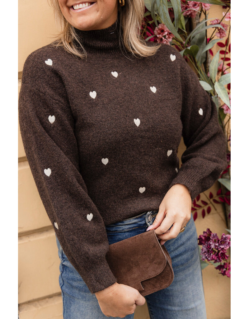 21Jewelz Gebreide coltrui met hartjes - bruin/beige