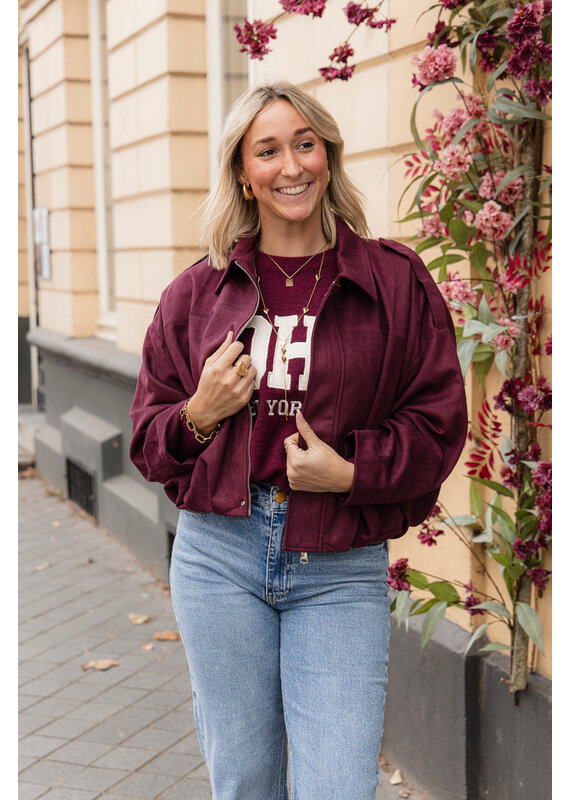 Trendy Suede Jasje - Bordeaux