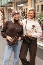21Jewelz Amor trui met hoge hals - ecru/bruin