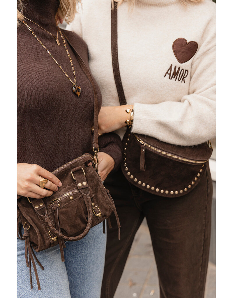 21Jewelz Amor trui met hoge hals - ecru/bruin