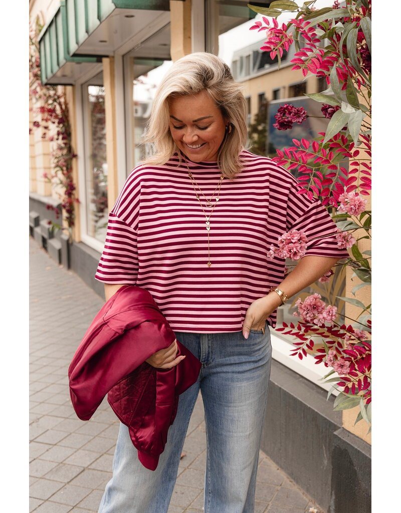 21Jewelz Gestreept shirt - bordeaux/roze