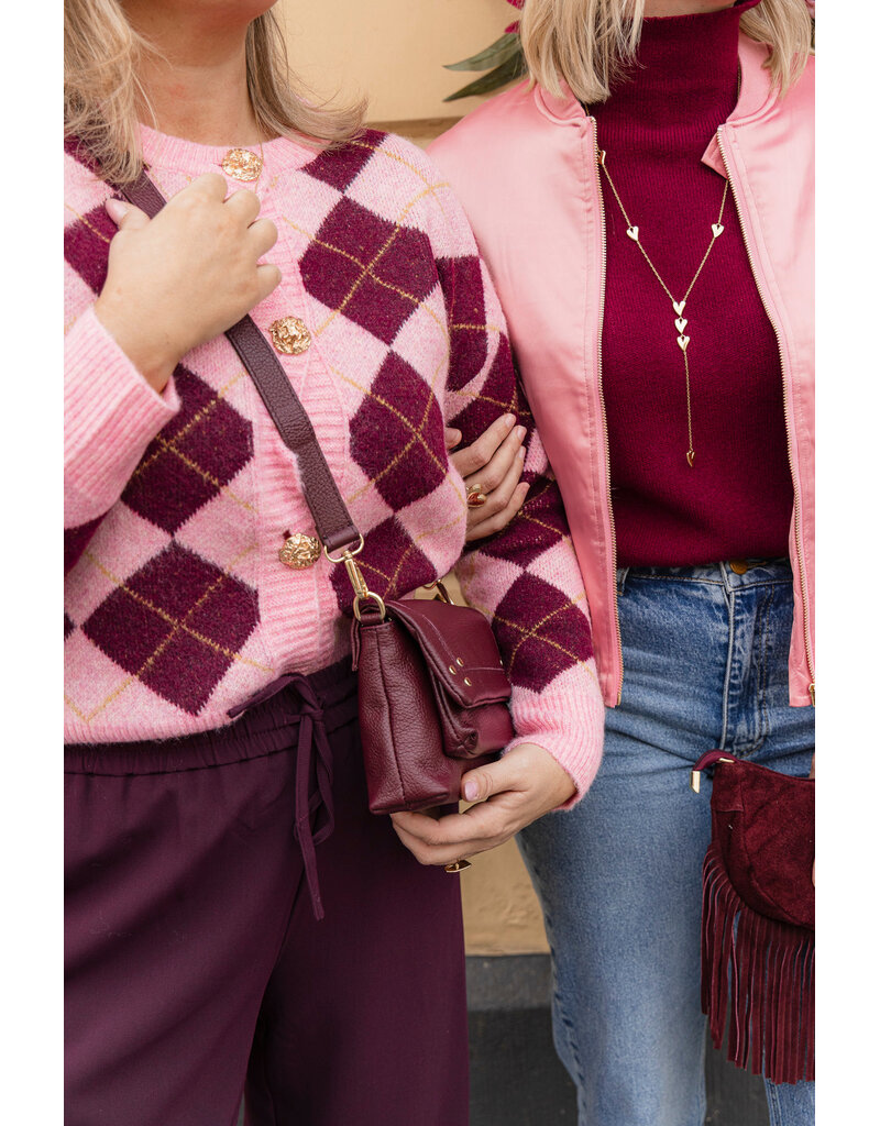 21Jewelz Geruit vestje met gouden knopen - roze/bordeaux