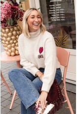 21Jewelz Amor trui met hoge hals - ecru/bordeaux